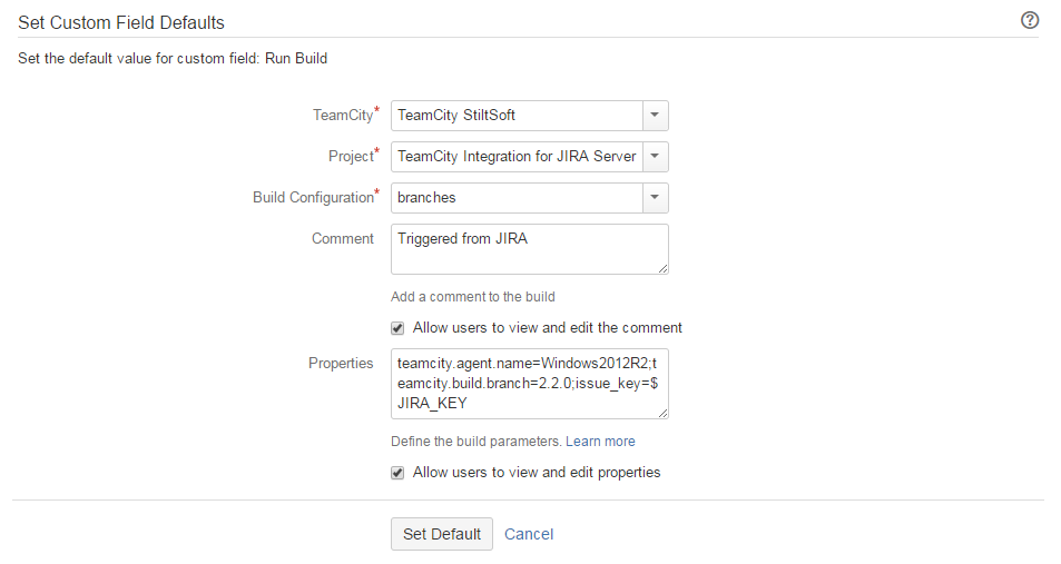 TeamCity Build Runner TeamCity Integration for JIRA StiltSoft Docs