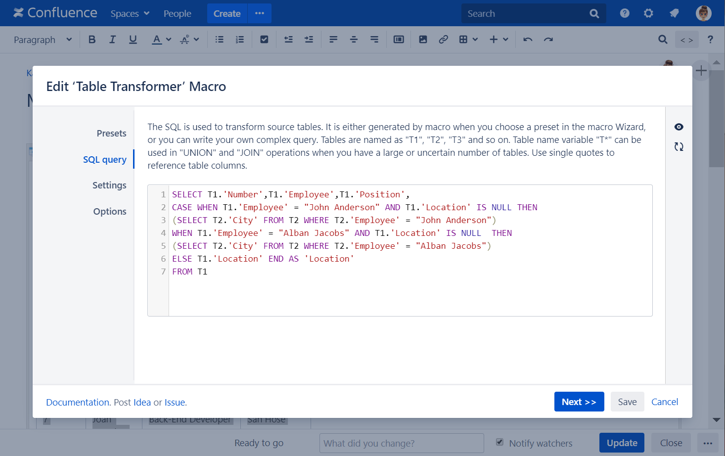 Custom Transformation - use cases with advanced SQL queries - Table ...