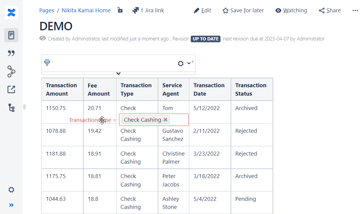 Table filtration Table Filter and Charts for Confluence StiltSoft Docs