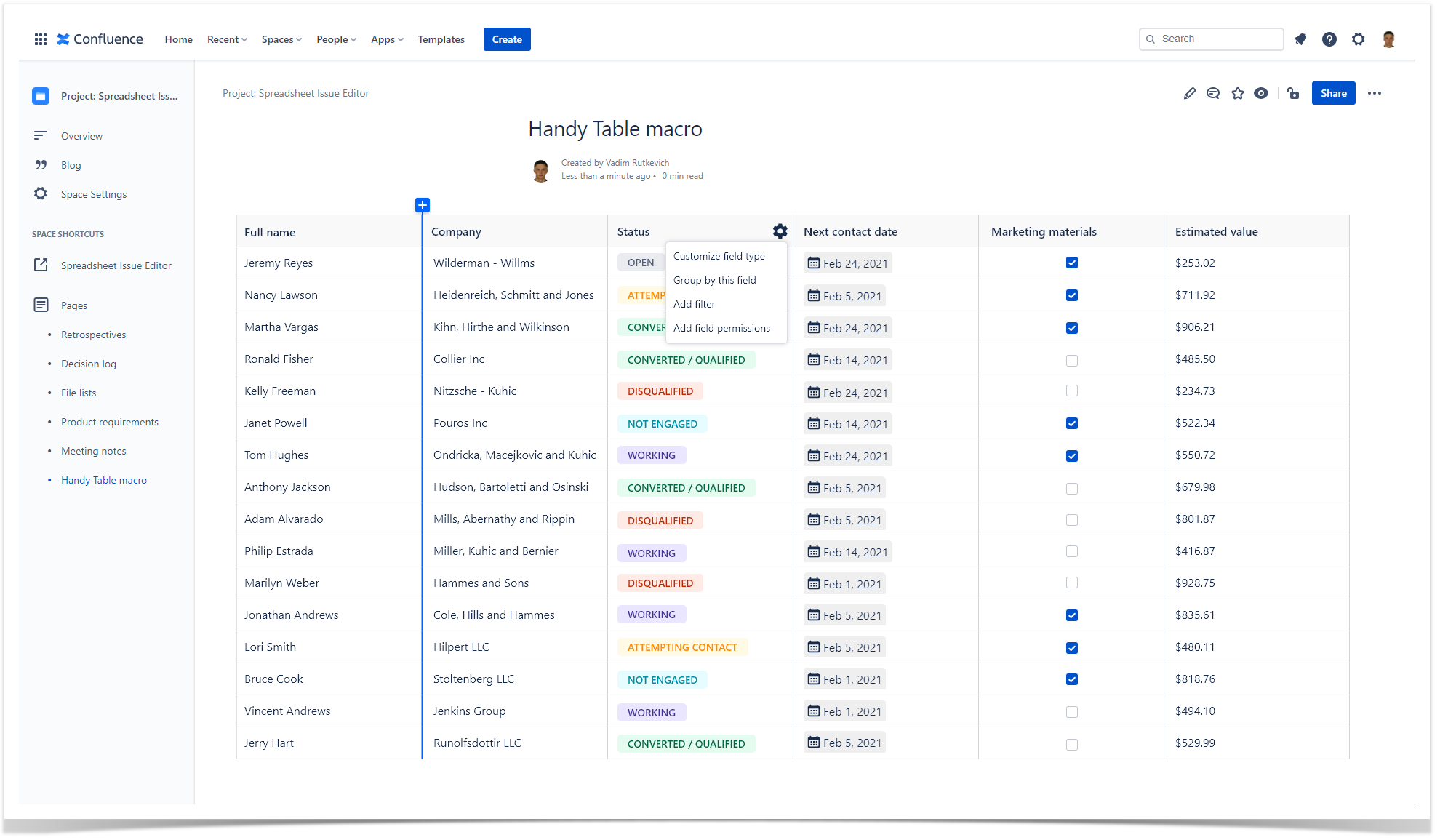 How to use Handy Table macro (Cloud) - StiltSoft Docs - Handy Macros ...