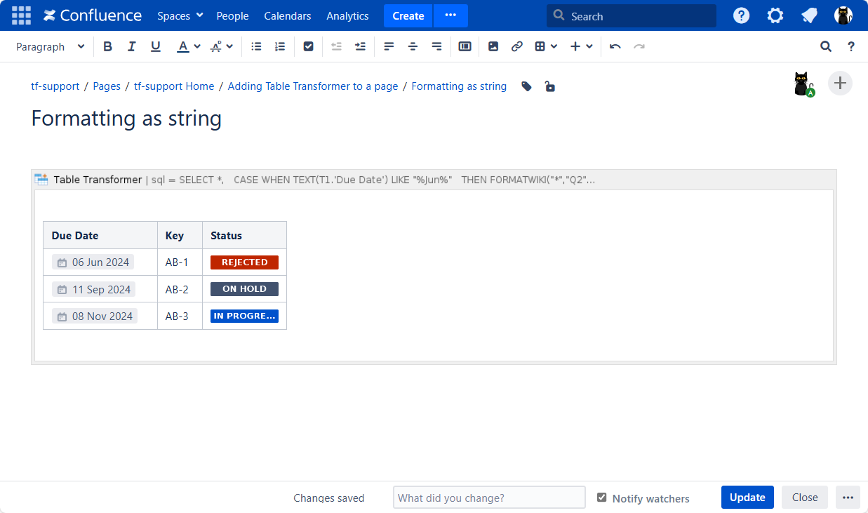 Formatting content data with SQL