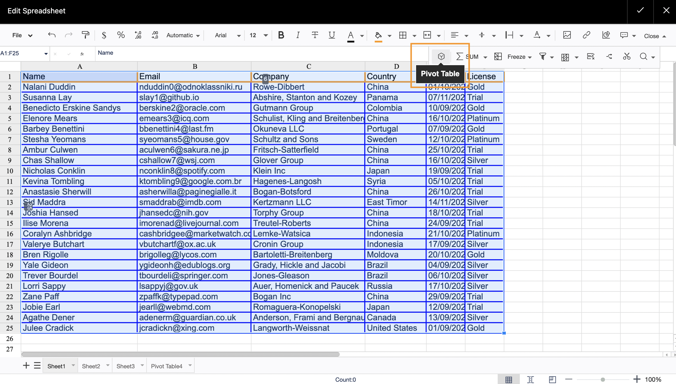 How to use Table Spreadsheet macro